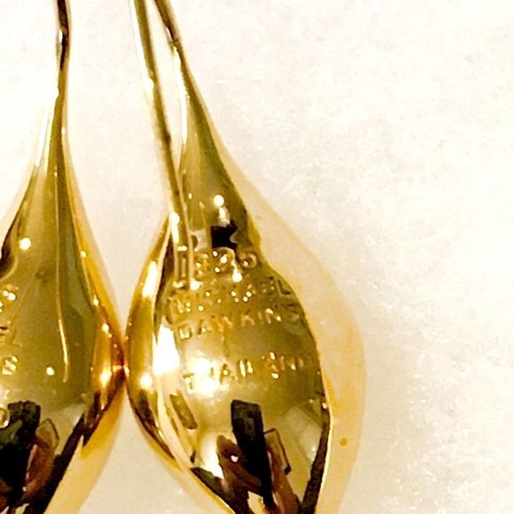 MICHAEL DAWKINS Sterling Silver Silver Gold Plated Vermeil Teardrop Earrings - Picture 2 of 6
